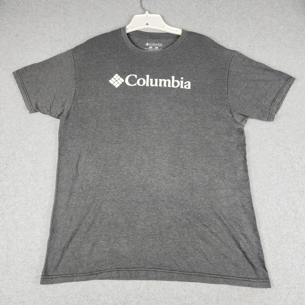 Columbia Sportswear T-Shirt Men Large Gray Graphic Logo Short Sleeve Outdoor Tee